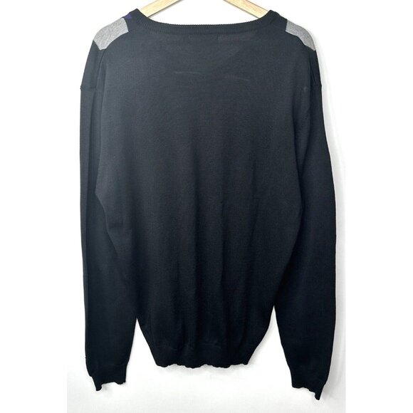 Stockhomme Mens Argyle Sweater V Neck Pullover Acrylic Black Gray Purple Size XL - Picture 4 of 11